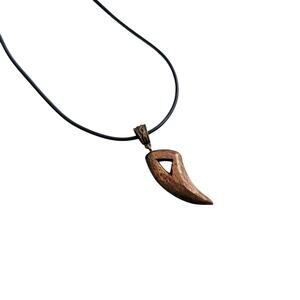 Handmade Curved Wooden Tooth Minimalist Modern Pendant Necklace
